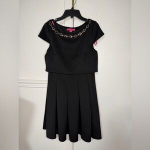 Betsey Johnson Black Dress with Gold Chain Detail size 2